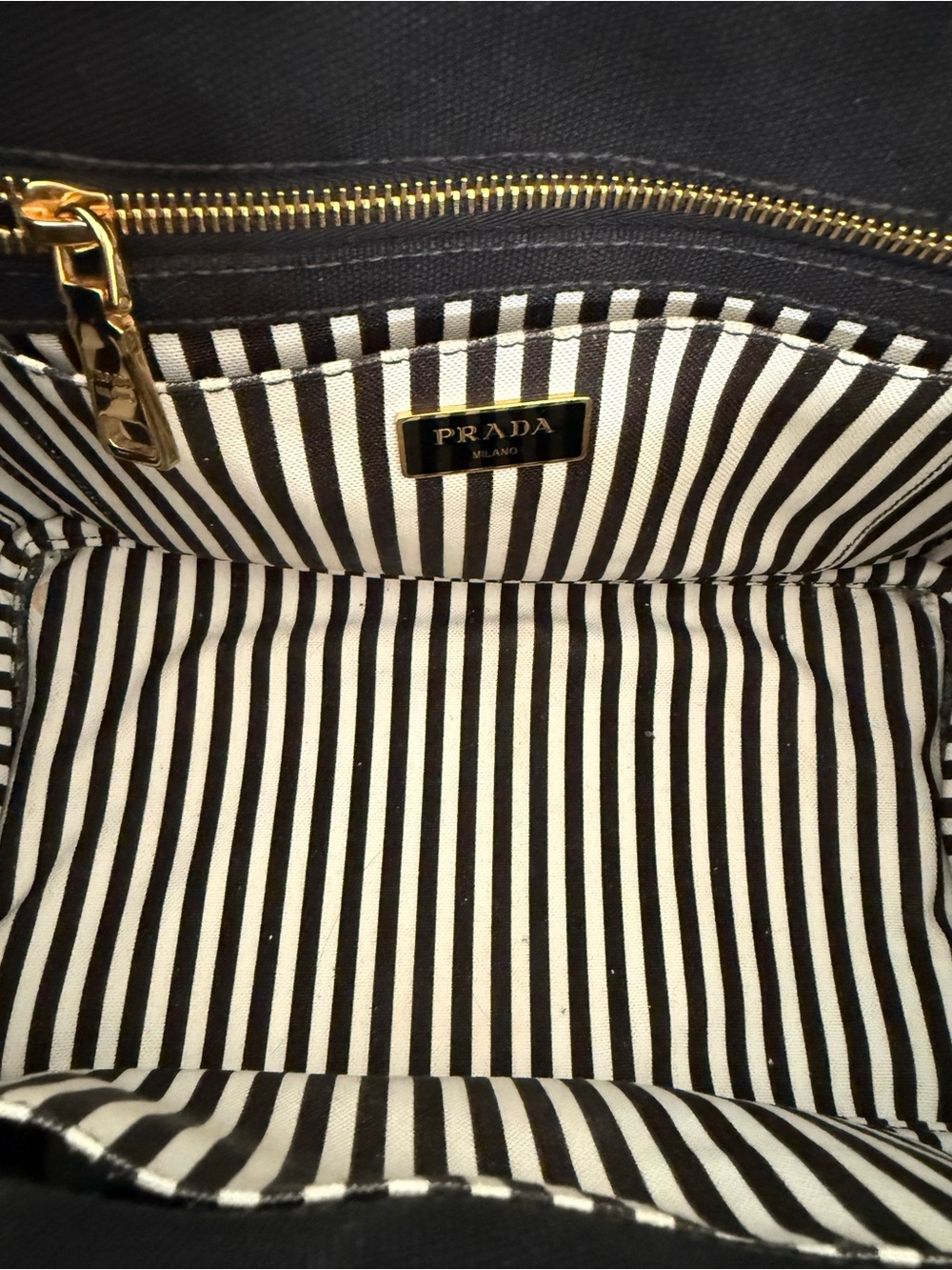 Prada Black Canvas Mini Tote with White Logo - Picture 3 of 4